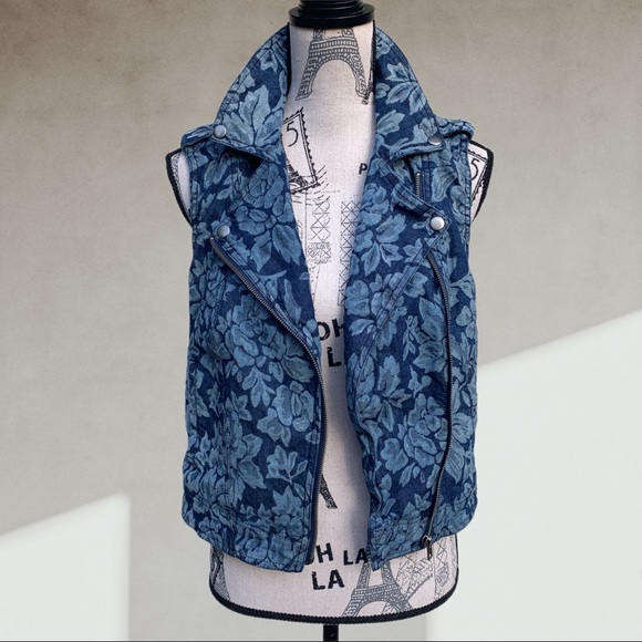 🍋 Forever 21 floral denim vest S-M - Picture 4 of 6